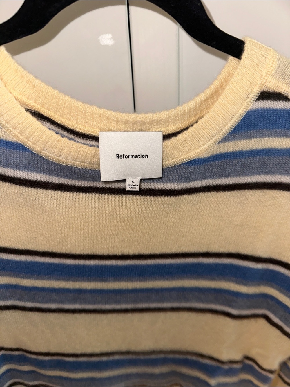 Reformation Striped Crewneck Sweater in yellow and Blue - Picture 2 of 5